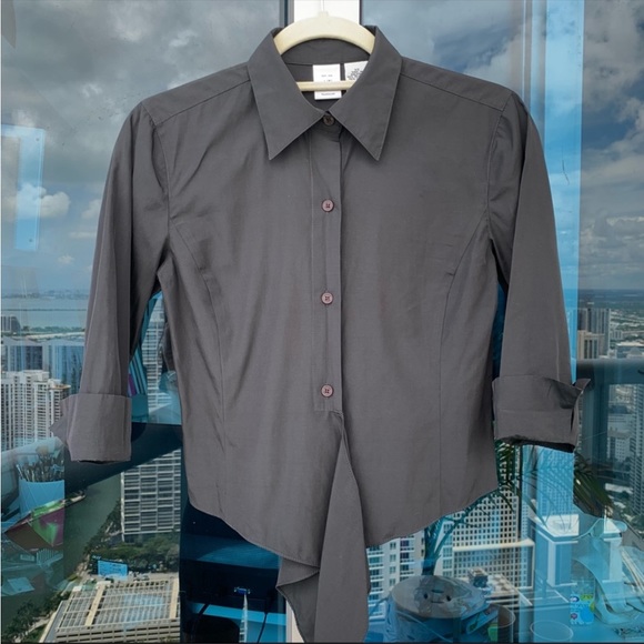 Armani Exchange Black Button Down & Tie Crop Top Shirt XS - Picture 5 of 8